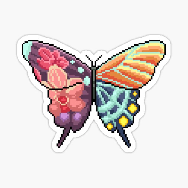 Butterfly Pixel Art Sticker For Sale By Blueacesky Redbubble