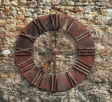 Ancient Clock Face on wall Background by kirilart