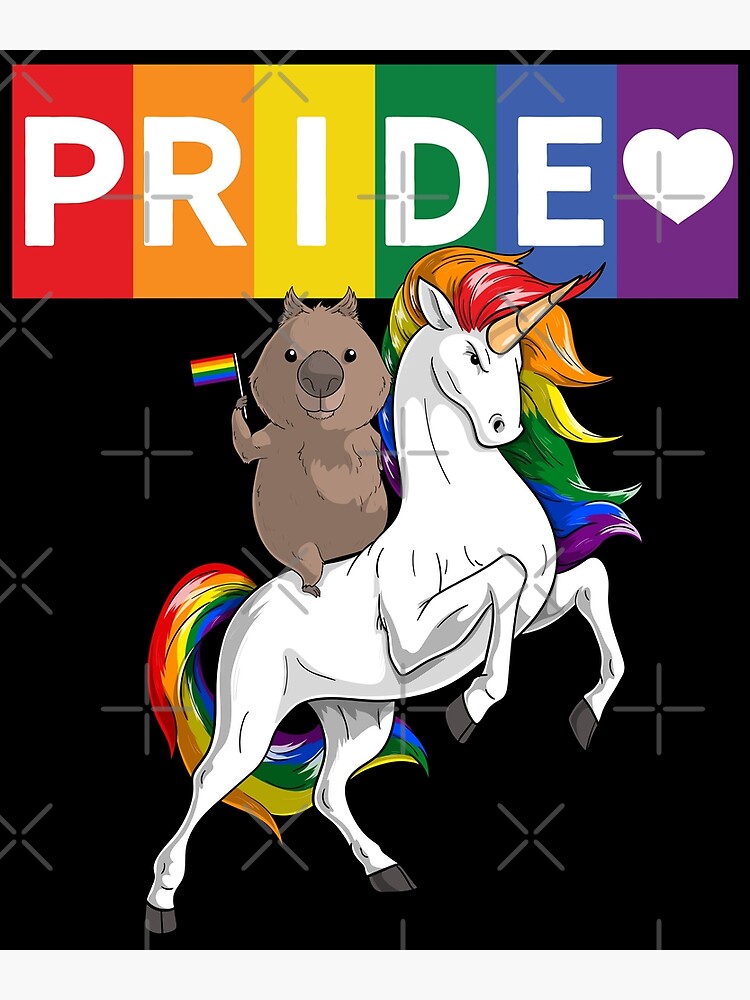 Lgbt Gay Pride Wombat Riding Rainbow Unicorn Poster For Sale By