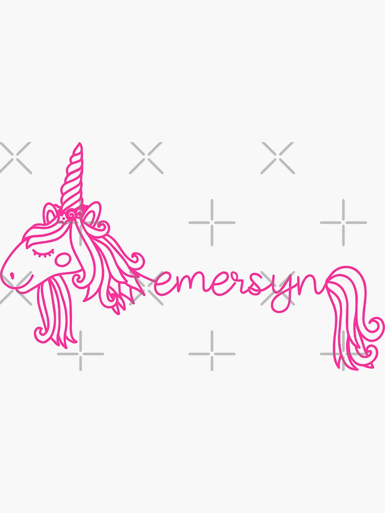 Emersyn Unicorn Pink Girly Name Sticker By JaneApril Redbubble