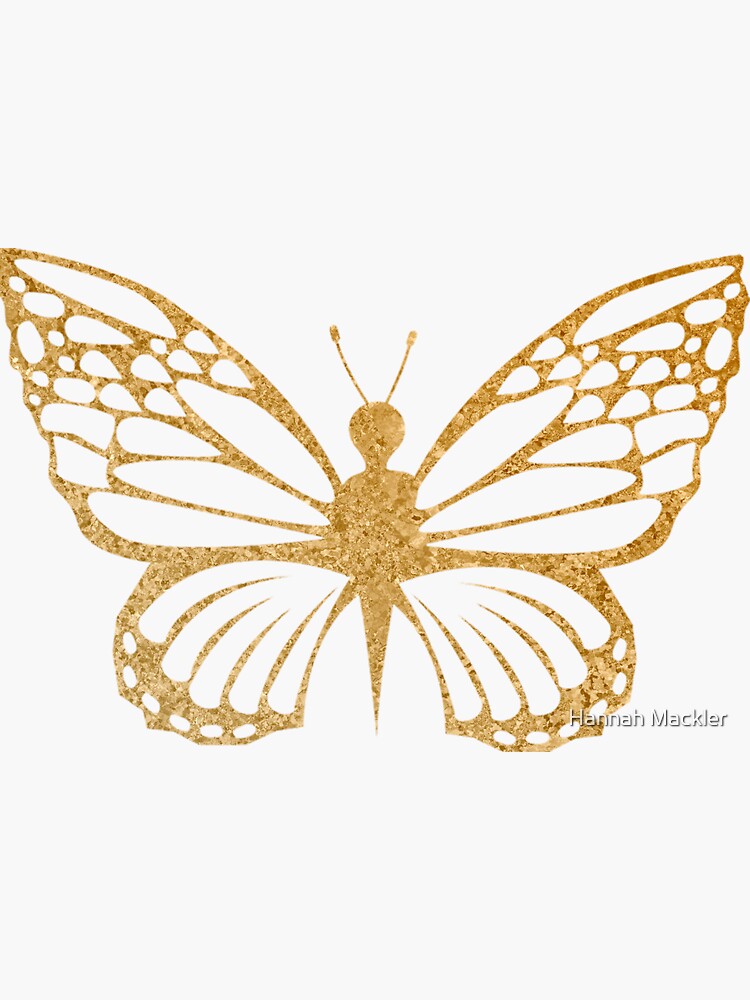 Gold Butterfly Sticker Sticker By Hannahhhmack Redbubble