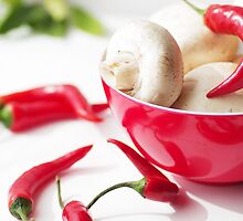 fresh mushrooms with chilli decorated by Aviana