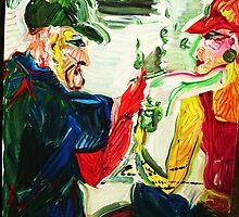 MINT JULEP TALK - acrylic, tempera, paper 18 x 24'' by irishrainbeau