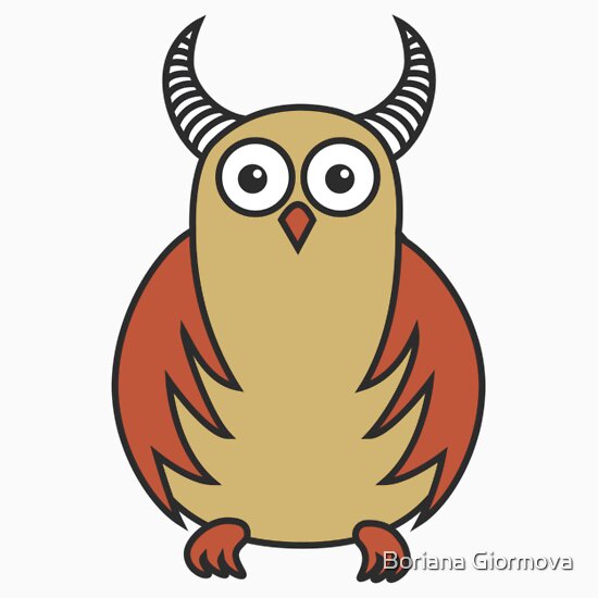 "Funny Cartoon Horned Owl" Stickers by Boriana Giormova | Redbubble