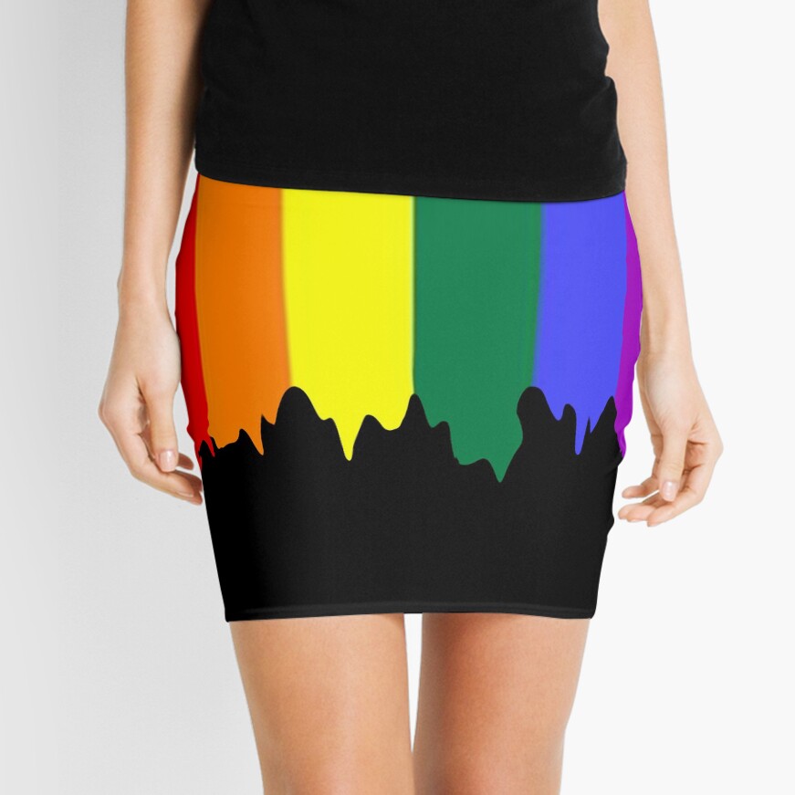 Lgbt Gay Pride Rainbow Drip Paint Mini Skirt By Ricaso Redbubble