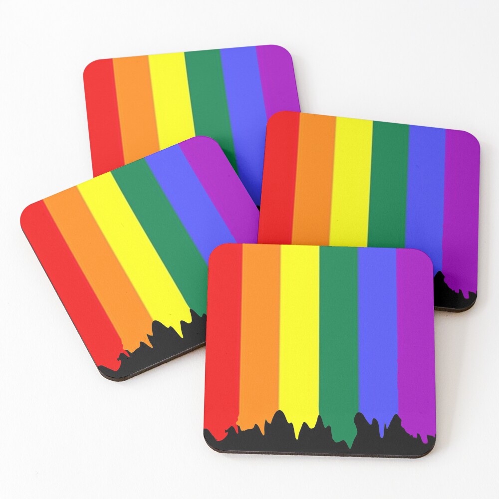 LGBT Gay Pride Rainbow Drip Paint Coasters Set Of 4 For Sale By