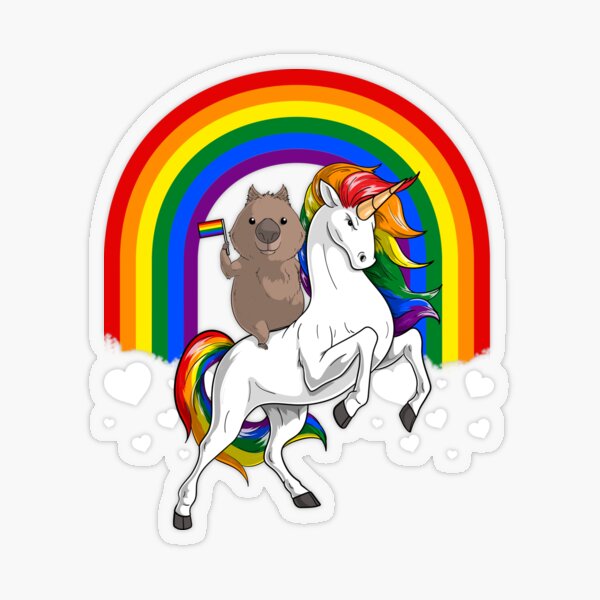 Lgbt Wombat Riding Unicorn Gay Pride Rainbow Sticker For Sale By