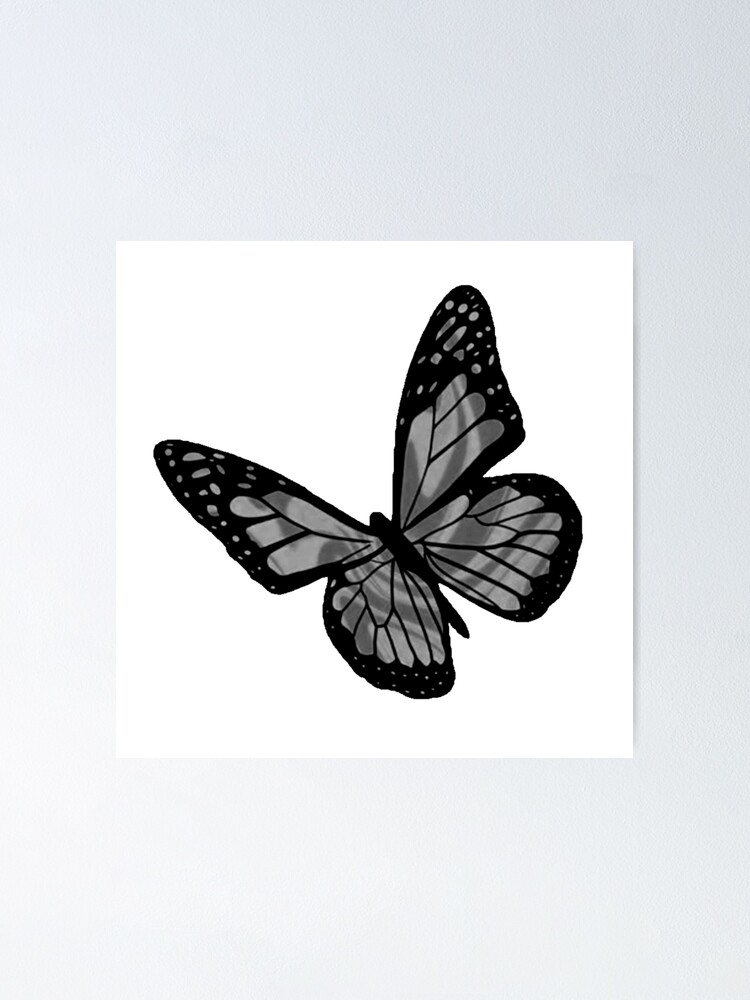 Gray Grey Aesthetic Butterfly Poster For Sale By FLAREapparel Redbubble