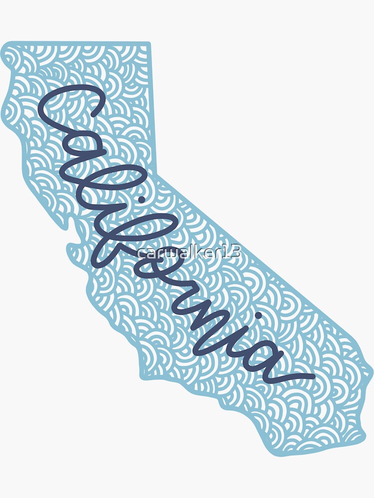 California Wavy Cursive State Outline Sticker For Sale By Carwalker13