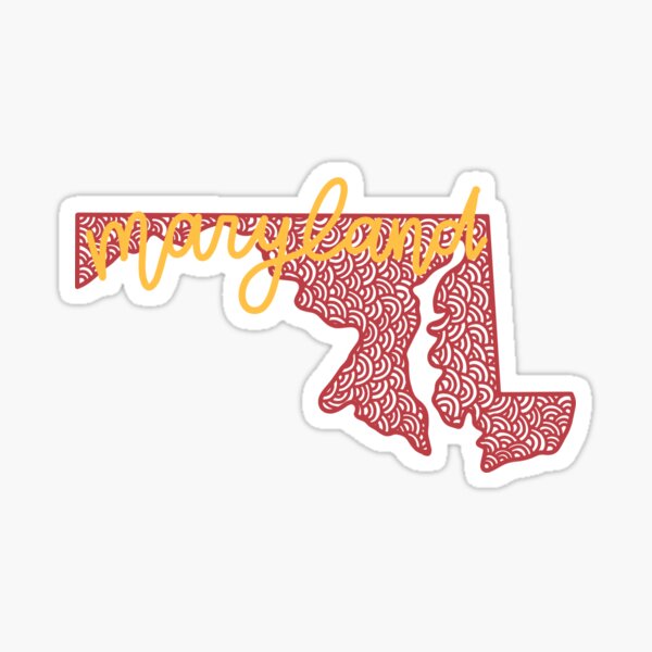 Maryland Wavy Cursive State Outline Sticker For Sale By Carwalker