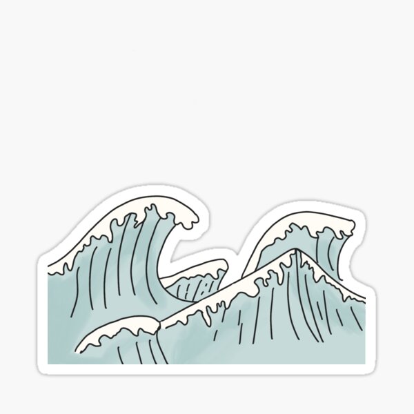 Graphic Ocean Wave Sticker Sticker By Bulletjournalee Redbubble