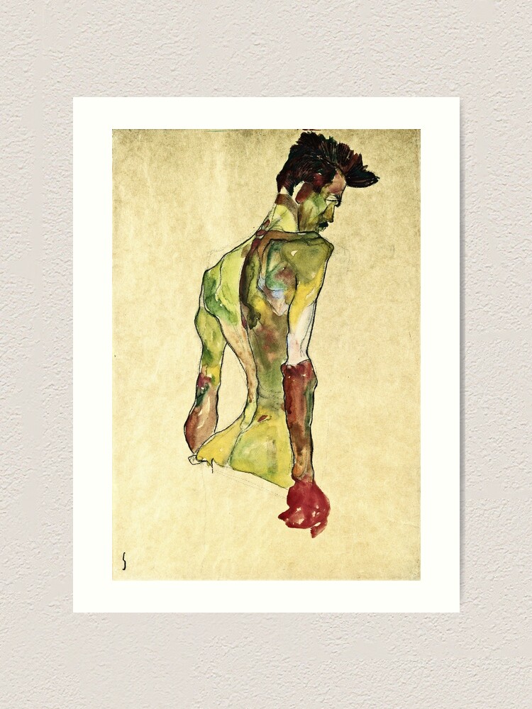 Egon Schiele Male Nude In Profile Facing Right Art Print By