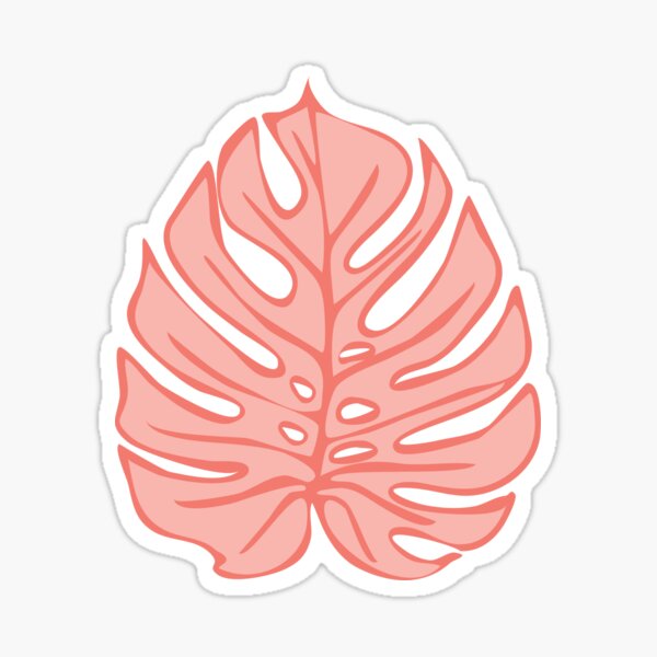 Monstera Deliciosa Pink Tropical Leaf Sticker For Sale By