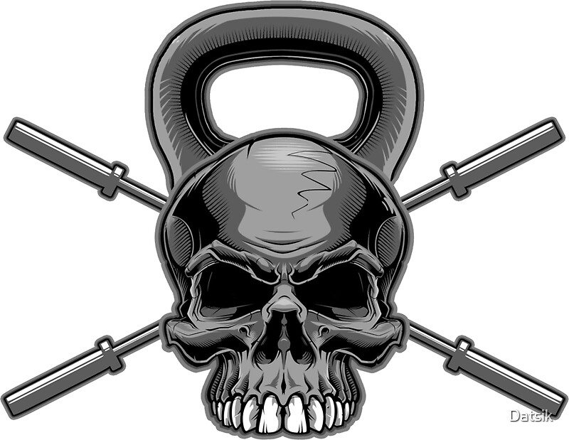 "Kettlebell Crossed Barbells" Stickers by Datsik Redbubble