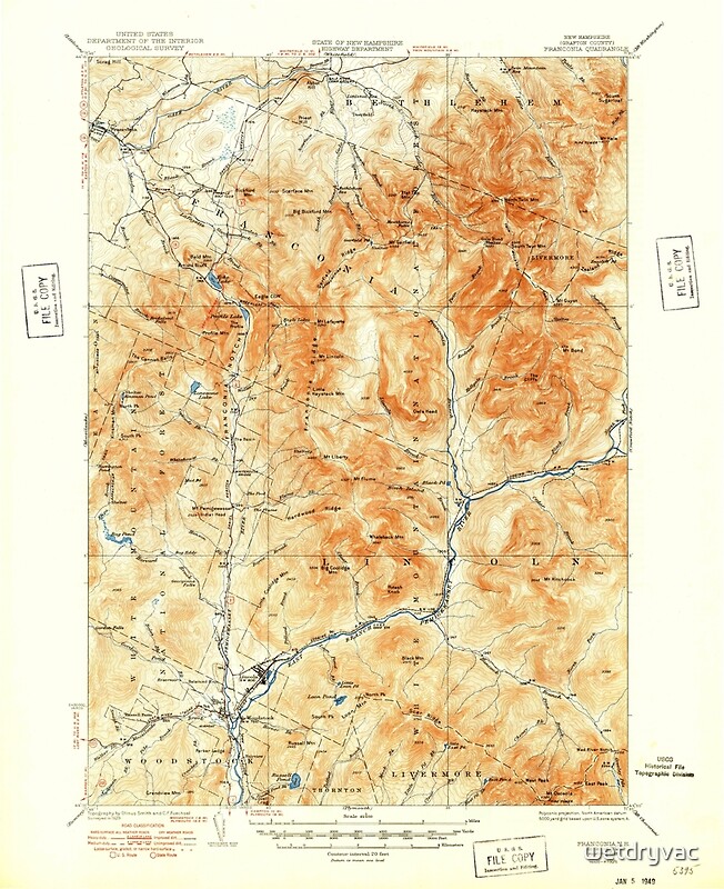 "USGS TOPO Map New Hampshire NH Franconia 330040 1932 62500" Posters by
