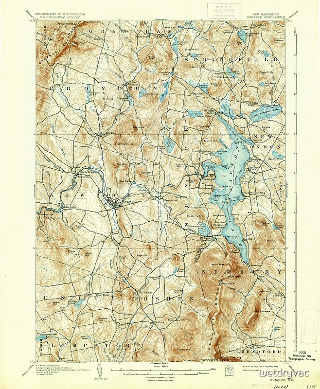 "USGS TOPO Map New Hampshire NH Sunapee 330344 1907 62500" Posters by wetdryvac Redbubble