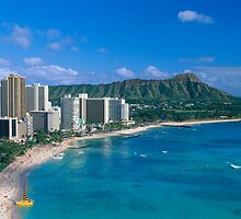 Diamond Head and Waikiki Beach by printscapes