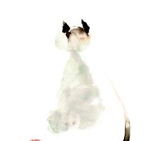 Meow curious cute kitten little cat watercolor painting funny cats by Mariusz Szmerdt