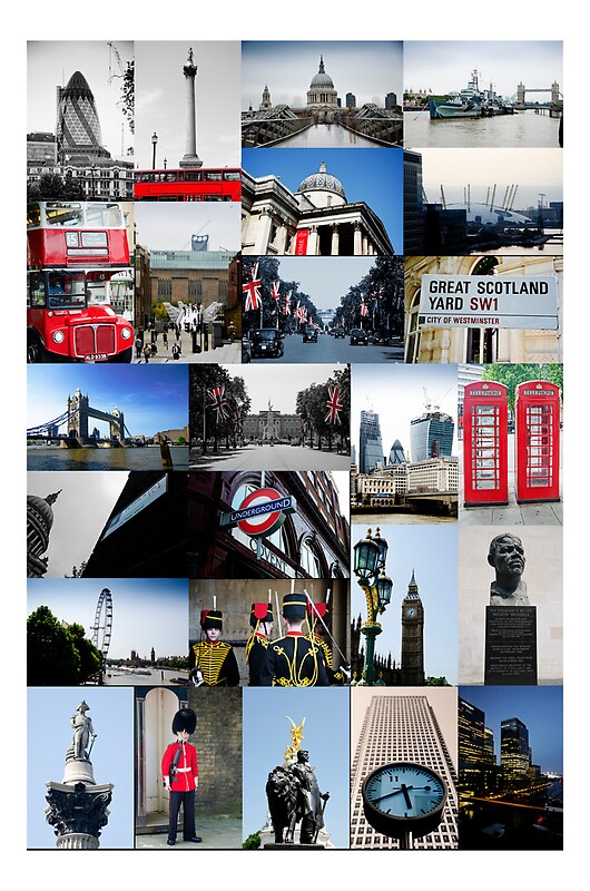 "London, England collage of multiple images" Posters by Andrew