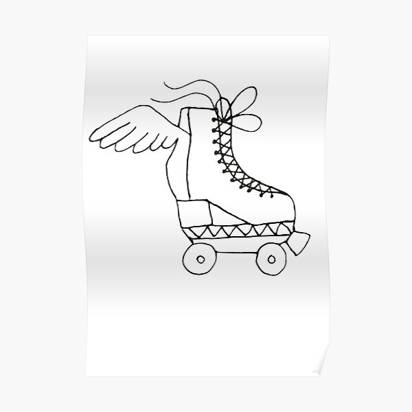 Roller Skate With Wings Poster For Sale By Lily Anne Redbubble