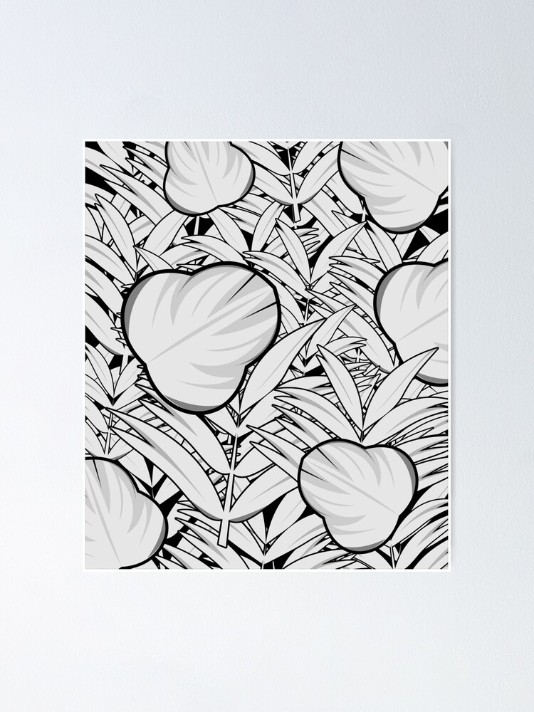 Póster Patrón de hojas en blanco y negro de BerandaDesain Redbubble