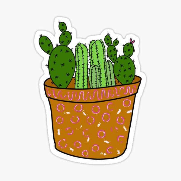 Potted Cacti Sticker For Sale By EbCrestedge Redbubble