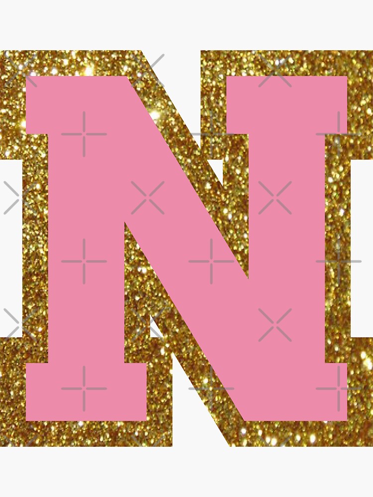 Gold And Pink Varsity Letter N Sticker For Sale By Byleahwithlove