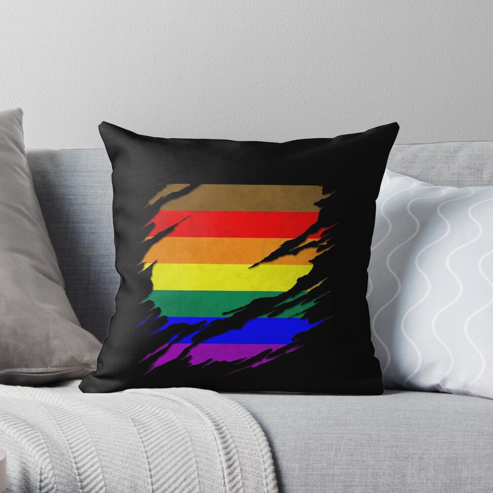 Philly LGBTQ Gay Pride Flag Ripped Reveal Throw Pillow For Sale By