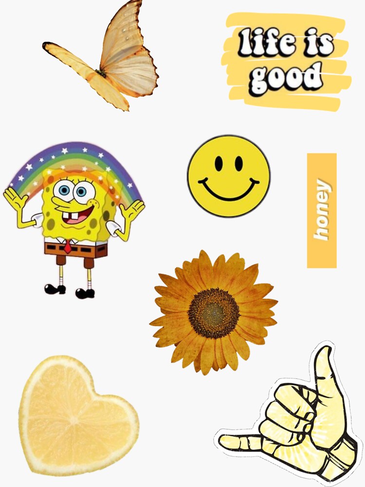 Yellow Aesthetic Sticker Pack Sticker For Sale By Matronaa Redbubble