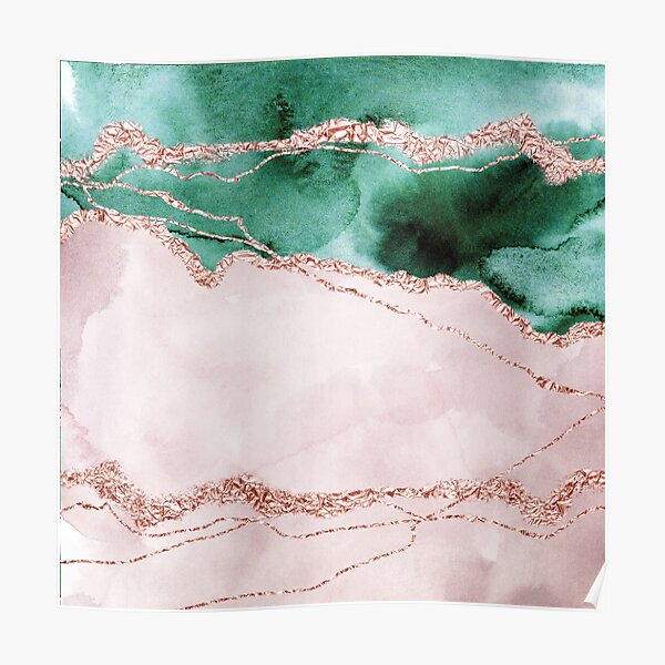 Green And Pink Faux Marble Texture Poster By MysticMarble Redbubble