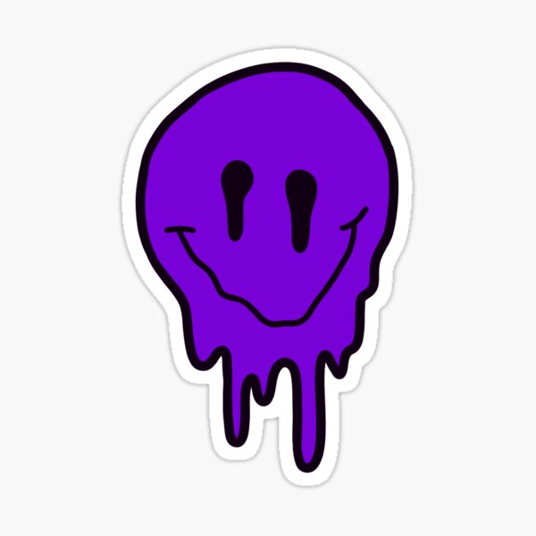 Purple Drippy Smiley Face Sticker For Sale By Zarapatel Redbubble