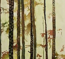 Forest Quilt, watercolor and mixed media on canvas by Sandrine Pelissier