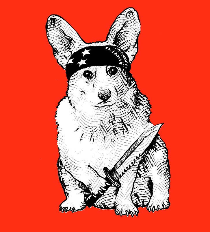 Corgi with Knife