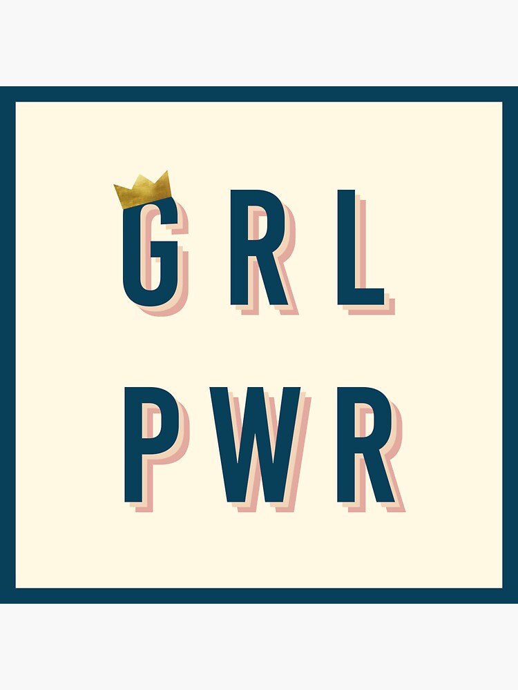 GRL PWR Pastel Peach Girl Power Gold Crown Sticker For Sale By