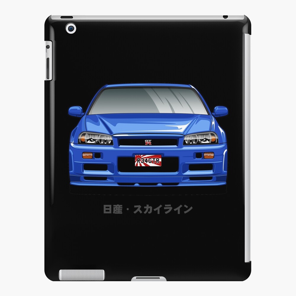 Cartoon Skyline R34 GTR Front View IPad Case Skin For Sale By