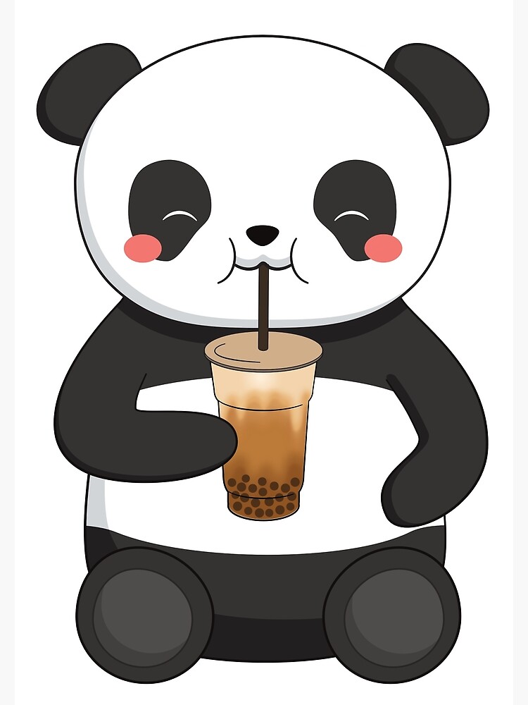 Panda Drinking Bubble Tea Poster By Jcgampert Redbubble