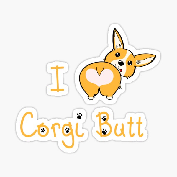 I Heart Corgi Butt Sticker By Deezer509 Redbubble