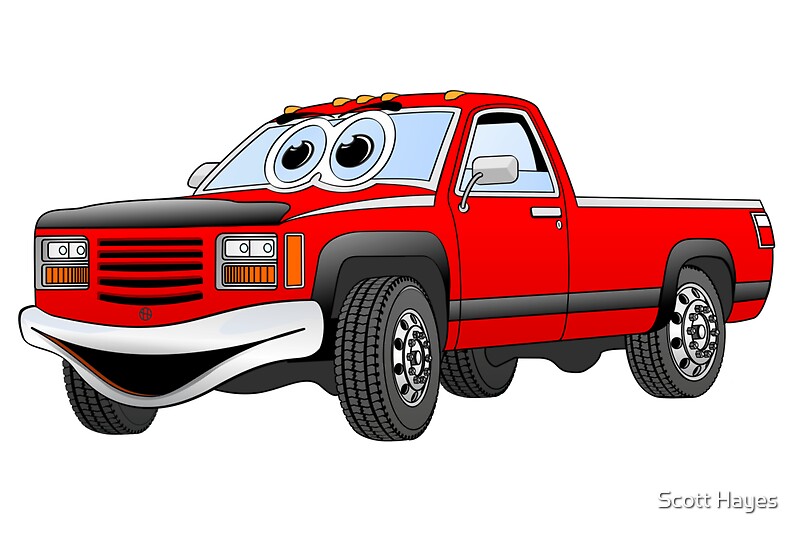 Red Pick Up Truck Cartoon Posters By Graphxpro Redbubble