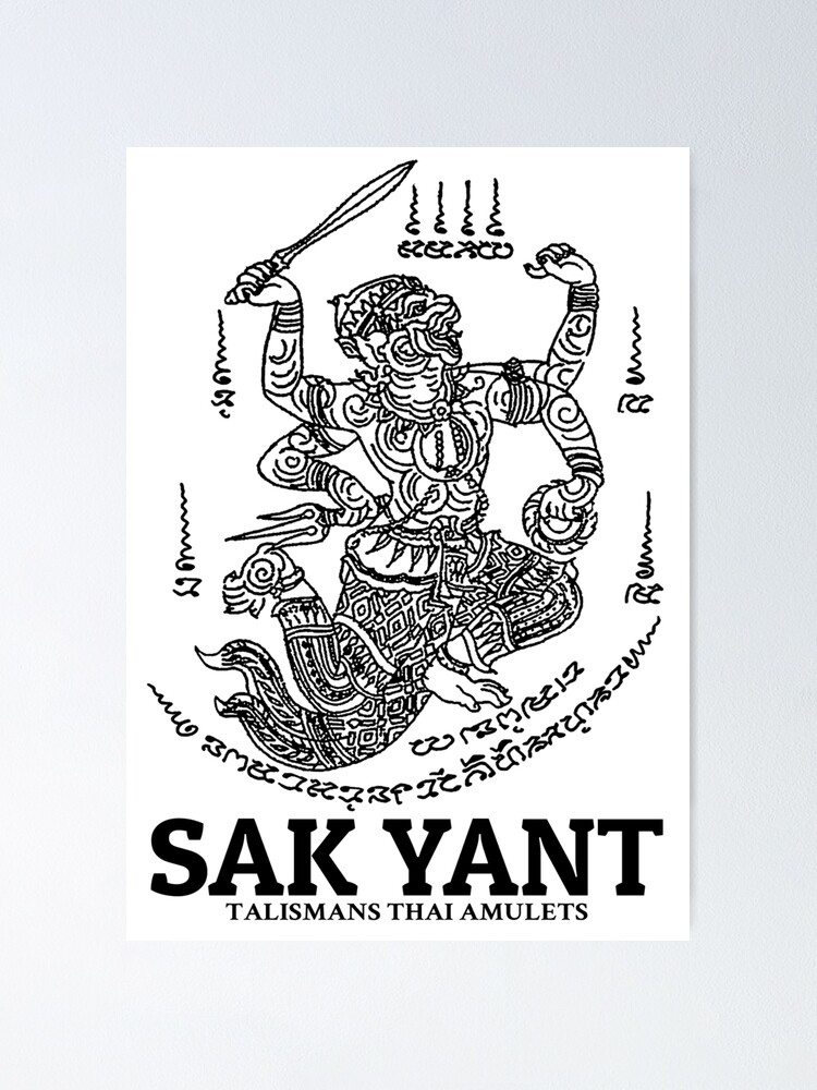 Muay Thai Sak Yant Monkey Poster By KewaleeTee Redbubble