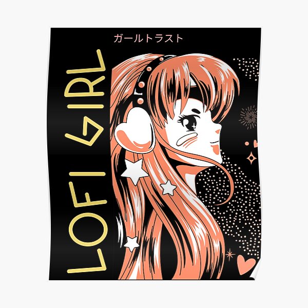 Listen To Lofi Beats With Retro Anime Lofi Girl Poster By Tovahblue