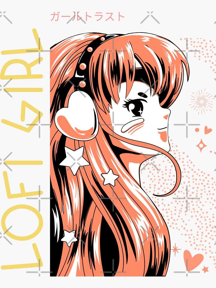 Listen To Lofi Beats With Retro Anime Lofi Girl Sticker By Tovahblue