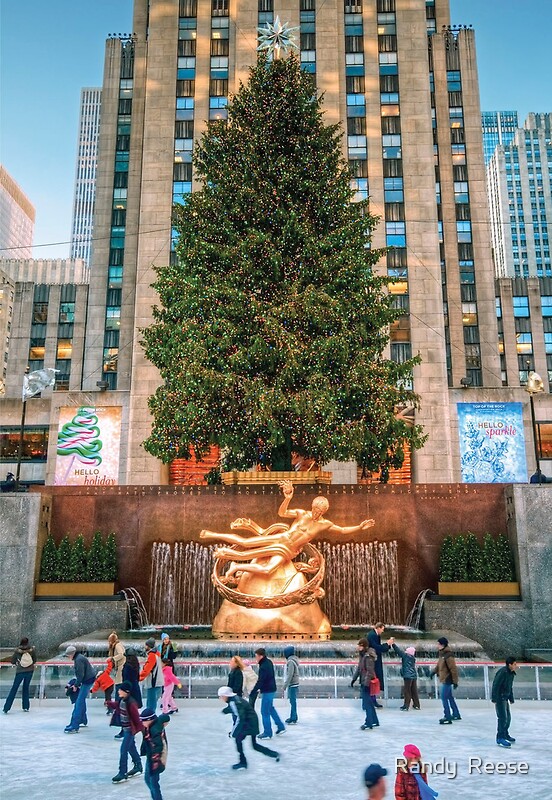 "Rockefeller Center Christmas Tree and Skating Rink" Greeting Cards by Randy Reese | Redbubble