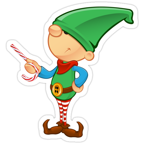 Elf Character Pointing With Candy Stickers By Designwolf Redbubble