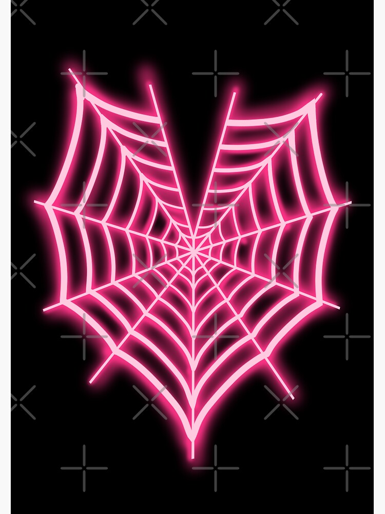 Neon Pink Spiderweb Heart Sticker By Itschilljill Redbubble