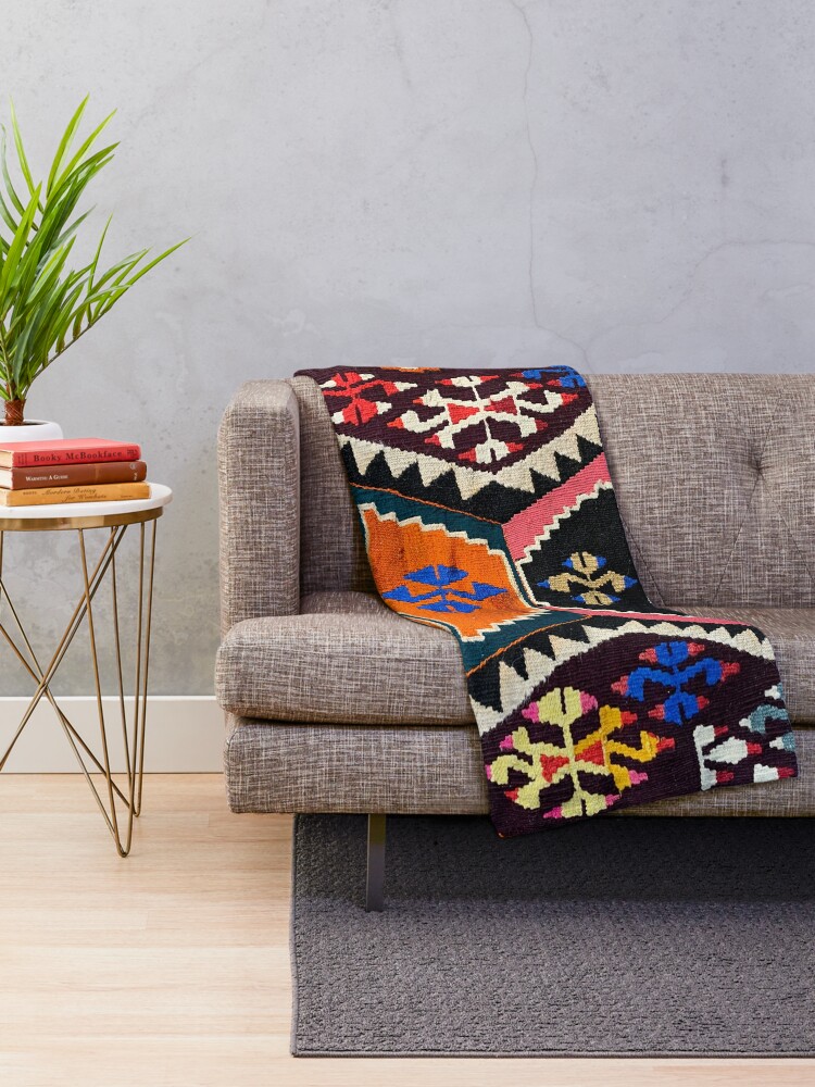 Decorative Kilim Navaho Weave Woven Textile Throw Blanket For Sale