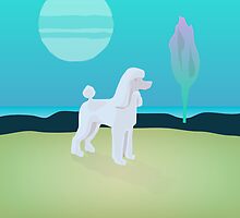 White Poodle Moon by wrayco