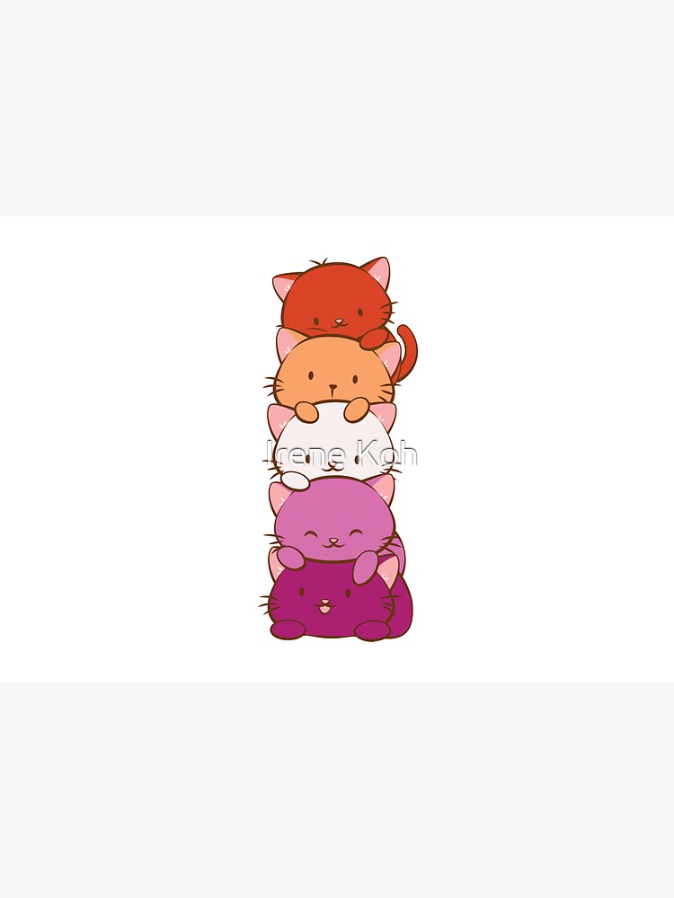 New Orange Lesbian Pride Flag Kawaii Cats Water Bottle For Sale By