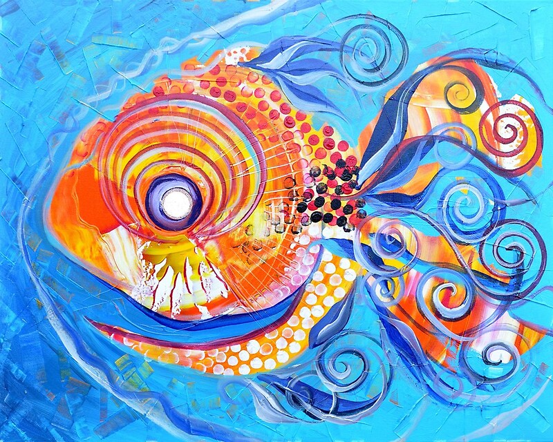"Expressive abstract FISH ART / design from J. Vincent Scarpace