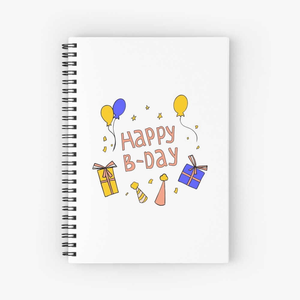 Cuaderno De Espiral Letras Dibujadas A Mano Caja De Regalo Globos Y