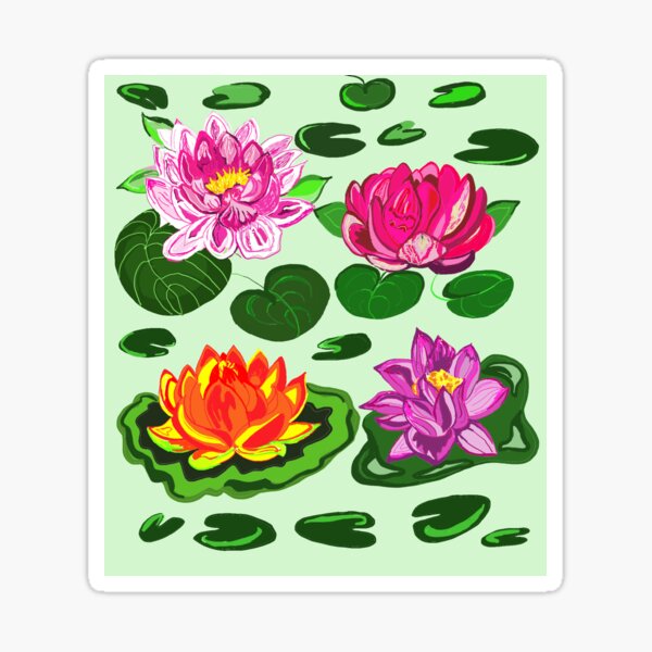 Lotus Flowers Sticker For Sale By Maggiejacks Redbubble